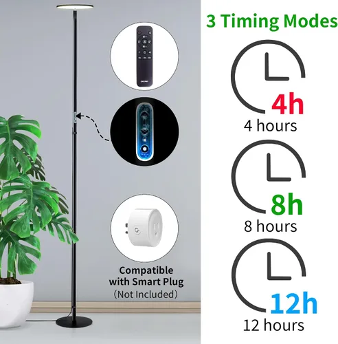 Vista 4 de chiphy Luces de cultivo, luz de planta de espectro completo de 85" para plantas de interior, temporizador de 4/8/12H, lámpara de cultivo de 40W, 10