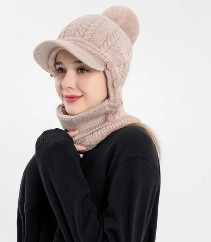 Vista 12 de HUAMULAN Gorro de invierno de una pieza para mujer, pasamontañas de forro polar, pasamontañas, máscara facial, bufanda, orejeras, esquí, nieve