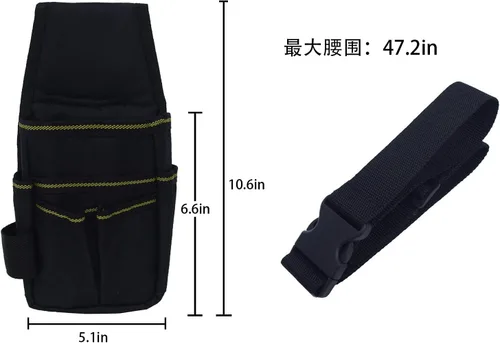 Vista 3 de Riñonera, bolsa de bolsillo de lona para herramientas, mini bolsa de herramientas de bolsillo con 6 bolsillos, cinturón de nailon ajustable, bolsa