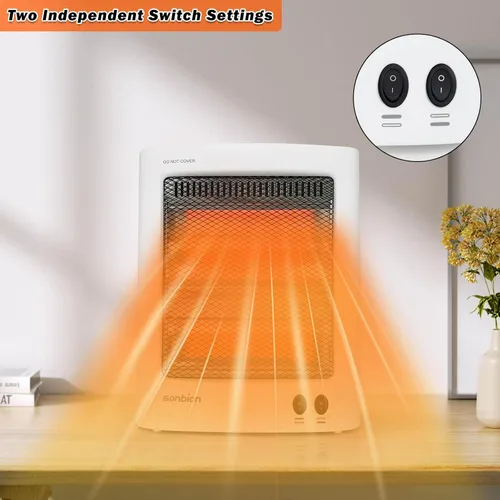 Vista 2 de Calentador de Espacio Radiante, Calentador Eléctrico Portátil, Calentadores Infrarrojos para Uso en Interiores, Calentador Halógeno para Garaje