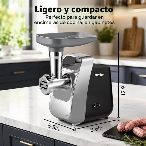 Vista 14 de Picadora de carne eléctrica para el hogar, embutidora de salchichas y Negro