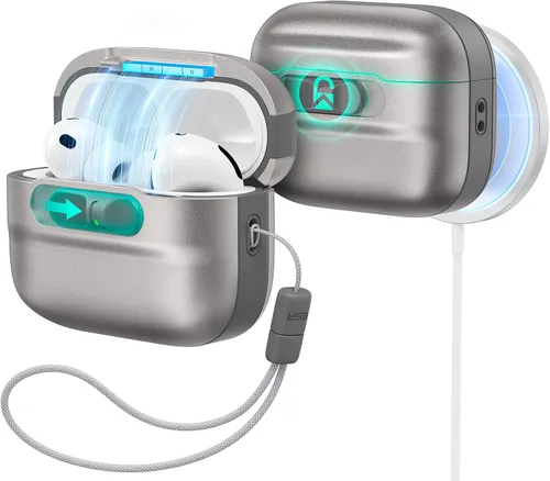 Vista 29 de ESR Funda para AirPods Pro (2023/2022/2019, 2ª/1ª generación), compatible con Airpods Pro 2 (cable USB-C/Lightning), listo para MagSafe, bloqueo