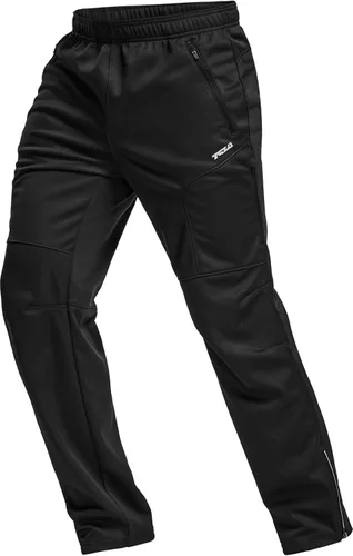 Vista 8 de TSLA Pantalones de ciclismo térmicos a prueba de viento para hombre, pantalones de ciclismo con forro polar, pantalones de ciclismo para exteriores