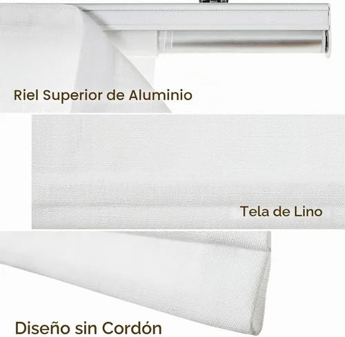Vista 4 de TWOPAGES Persianas romanas de lino personalizadas sin cordón para ventanas 1908-0 Blancanieves