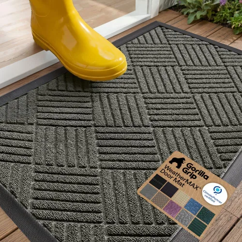 Vista 114 de Gorilla Grip - Tapete WeatherMax todo terreno 100% impermeable, caucho natural, resistente a manchas y decoloración, interior y exterior, fácil