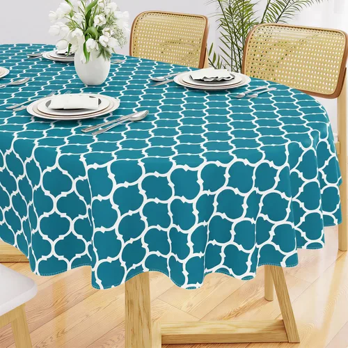 Vista 45 de Smiry - Mantel cuadrado de vinilo impermeable con respaldo de franela para mesas cuadradas, manteles de plástico lavables a prueba de derrames