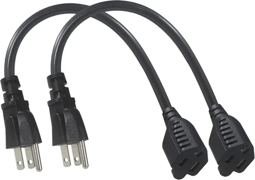 Vista 9 de Cable de extensión de alimentación corto de 1 pie de 1 pie – Cable de extensión corto de 3 clavijas para interiores SJT 16 AWG resistente cable
