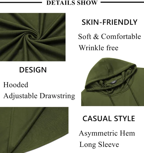 Vista 5 de COOFANDY Poncho con capucha para hombre, estilo casual, dobladillo asimétrico, sudadera con capucha