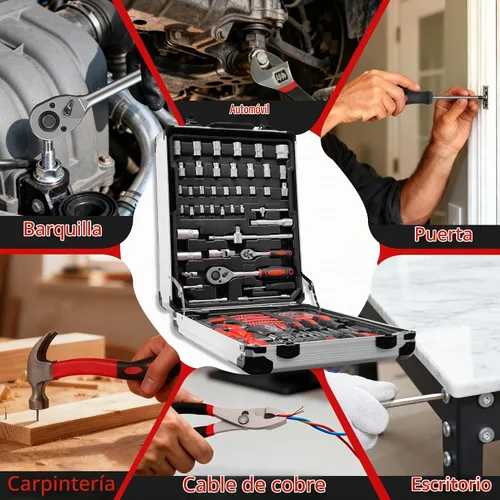 Vista 7 de 515 PCS Kit de herramientas para el hogar general Kit de herramientas de aluminio Trolley Case Set para hombres