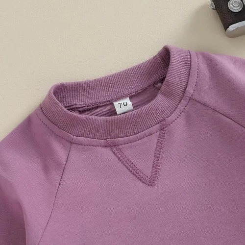 Vista 4 de KtwHarnu Conjunto de 2 piezas de sudadera con cuello redondo y pantalones con bolsillo, para otoño e invierno