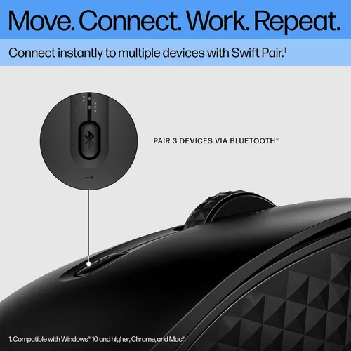 Vista 6 de HP Ratón Bluetooth Programable 420 – Bluetooth con Emparejamiento Rápido a 3 Multidispositivos, Batería de 2 Años, 4K DPI, Clics Silenciosos