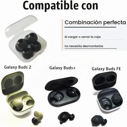 Vista 5 de Almohadillas de espuma viscoelástica para Samsung Galaxy Buds 2/Buds FE Espuma-Negro