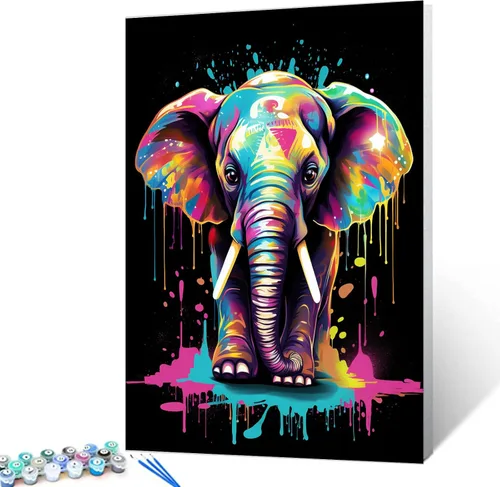 Vista 20 de Tucocoo Kit de pintura por números de lobo colorido, lienzo de 16 x 20 pulgadas, pintura al óleo digital para adultos con pinceles y pigmento Obras