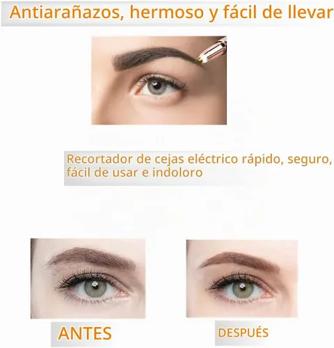 Vista 2 de Removedor eléctrico de cejas para mujer, luz LED, hoja de acero inoxidable, recargable, antialérgico, multifuncional, piel limpia, sin tirones