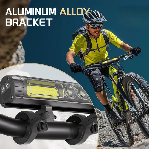 Vista 5 de Easymaxx Luces LED superbrillantes para bicicleta de noche, faros delanteros de bicicleta recargables con gancho, 8 modos, aleación de aluminio