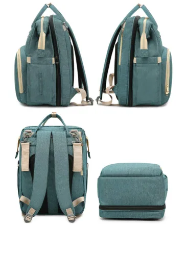 Vista 6 de Bolsa de pañales personalizada con nombre bordado para mamá, mochila extragrande, plegable, elástica