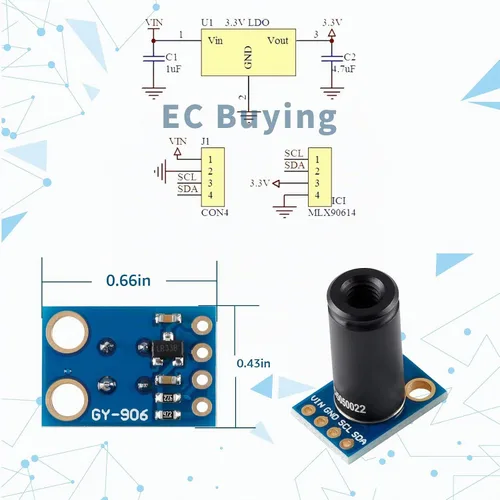 Vista 7 de MLX90614ESF-DCI Módulo de sensor de temperatura infrarrojo sin contacto Módulo de sensor de temperatura infrarroja de alta precisión Módulo
