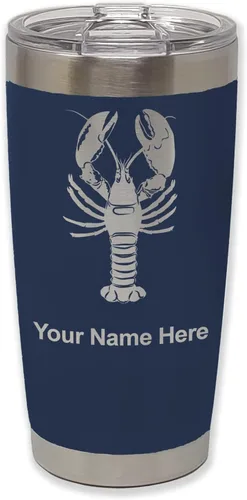 Vista 20 de LaserGram Vaso aislado al vacío de 20 onzas, langosta, grabado personalizado incluido (negro)