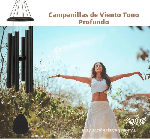 Vista 3 de FSVGYY Campanillas de viento para exteriores, decoración grande, tono profundo, tonos melódicos relajantes, campanillas de viento para exteriores