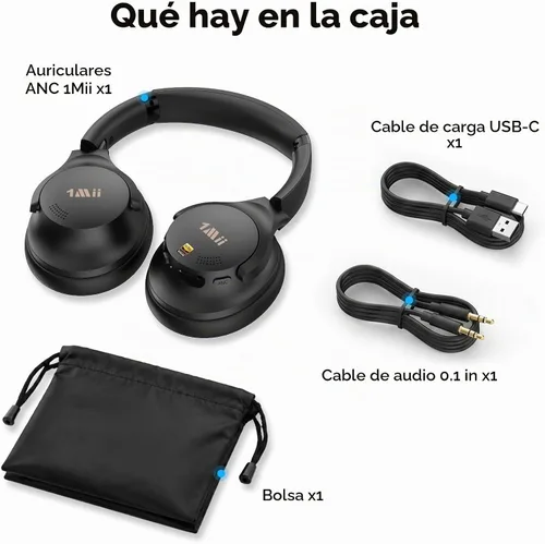 Vista 9 de Auriculares híbridos con cancelación activa de ruido 1Mii Y8+ para avión