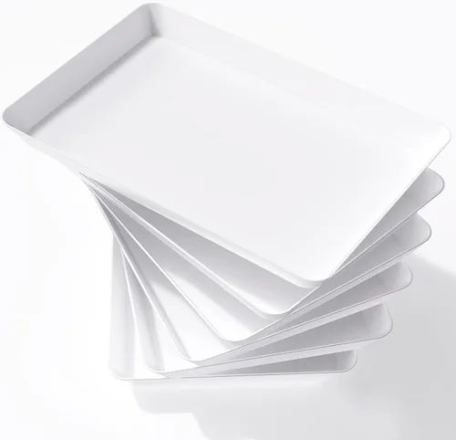 Vista 14 de Lifewit - 4 bandejas de servir para suministros de fiesta, plato de plástico reutilizable para servir alimentos para postres, aperitivos, frutas