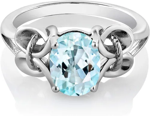 Vista 35 de Gem Stone King Anillo de compromiso ovalado con piedra natal para mujer, plata de ley 925, ovalado de 0.354 x 0.276 in, anillo de compromiso