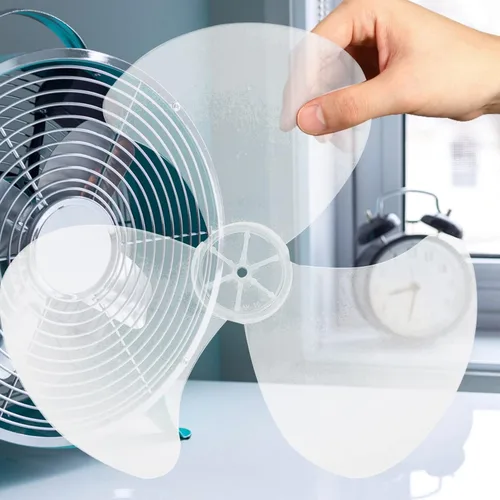 Vista 4 de Cuchillas de ventilador de mesa, hoja de plástico universal de 16 pulgadas, 3 hojas, repuesto para el hogar, pedestal de pie, ventilador blanco