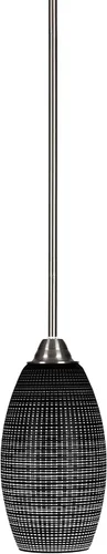 Vista 214 de Toltec Lighting Paramount - Mini colgante de 1 luz en acabado negro mate con cristal de arte perla de 7 pulgadas y estilo negro
