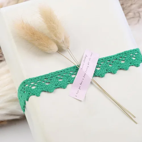 Vista 5 de Cinta de encaje de algodón de 30 yardas y 0.7 pulgadas de ancho, borde de encaje multicolor para coser, encaje de ganchillo para manualidades