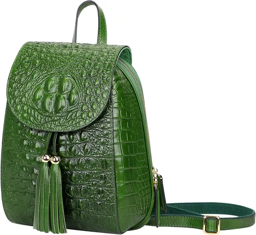 Vista 2 de PIJUSHI Mochila pequeña de piel de cocodrilo para mujer, mochila casual de moda