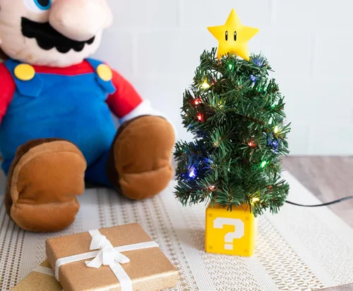 Vista 3 de Nintendo Super Mario Bros. Super Star - Árbol de vacaciones de escritorio con iluminación LED USB, tamaño único