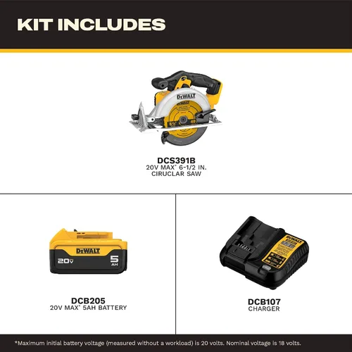 Vista 2 de DEWALT DCS391P1 Kit de sierra circular con batería de iones de litio 20V MAX