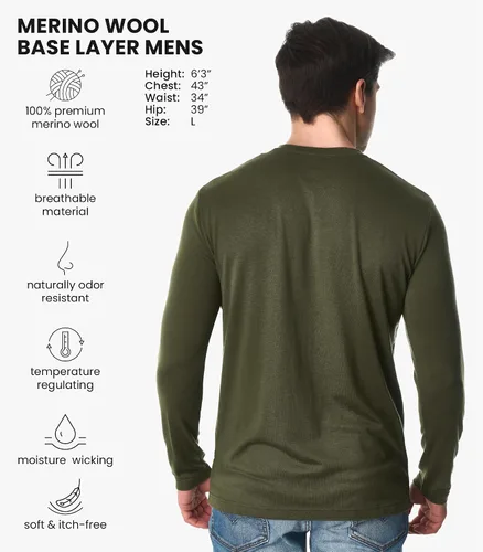 Vista 26 de Camisas 100% de lana merino para hombre - Camisa térmica de manga larga .190 Azul oscuro