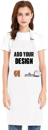 Vista 14 de TopTie Delantal con babero unisex de impresión personalizada, delantal ajustable de cocina de chef de lona de algodón con bolsillos