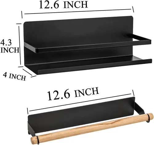 Vista 2 de Estante magnético para especias, soporte magnético para toallas de papel para refrigerador, refrigerador, organizador para cocina, apartamento, sin