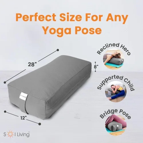 Vista 83 de Sol Living Almohada de yoga rectangular para meditación, accesorios de meditación de algodón, almohada de meditación restaurativa de yoga, almohada
