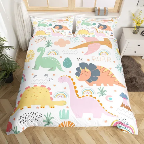 Vista 39 de Feelyou Funda de edredón de elefante de dibujos animados para niños, tamaño individual, juego de ropa de cama de cocodrilo para niños y niñas, funda