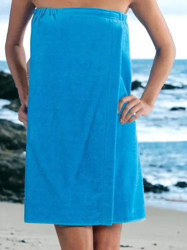 Vista 2 de BY LORA Cubierta de ducha de algodón de rizo para mujer, color aguamarina, tamaño S/M