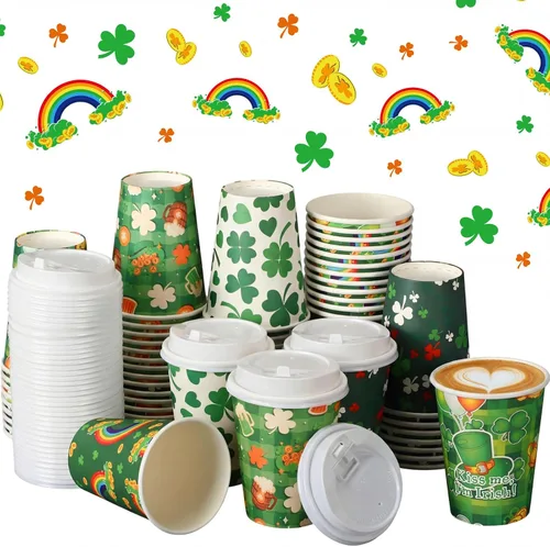 Vista 8 de 65 tazas de café desechables con tapas para el 4 de julio, vasos de papel desechables patrióticos de Estados Unidos, vasos de papel desechables