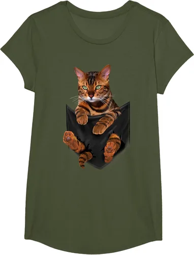 Vista 98 de Camiseta de bolsillo con estampado de tigre y gato Negro