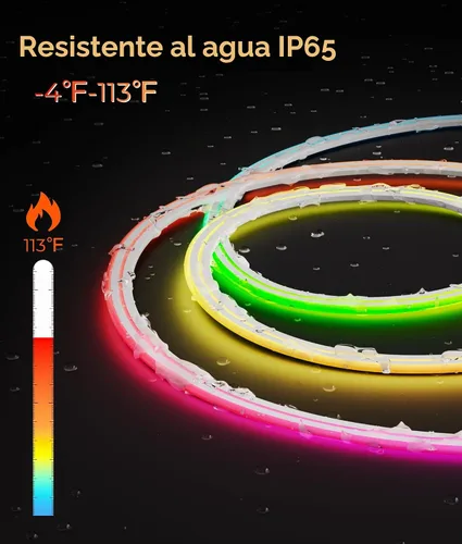 Vista 3 de DeckTok Luces de Cuerda LED de Neón - Control LED Flexible con App/Control Remoto Luces de Cuerda 16.4 Pies Múltiples Modos RGB IP65 Impermeable