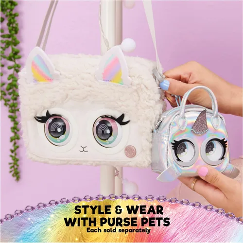 Vista 6 de Purse Pets Micros, Denim Deerie Stylish Small Purse with Eye Roll Feature