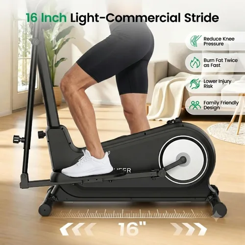 Vista 5 de ANCHEER Elliptical Exercise Machine for Home, 16 Levels, 550 lb Capacity
