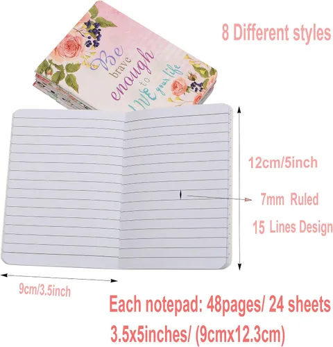 Vista 2 de YYaaloa 8 cuadernos de bolsillo inspiradores florales, cuadernos pequeños a granel para fiestas, oficina, hogar, compañeros de trabajo, suministros