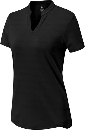 Vista 103 de Gopune Polo de golf con cuello en V para mujer, sin cuello, manga corta, ligera, de secado rápido, camisetas de tenis para correr