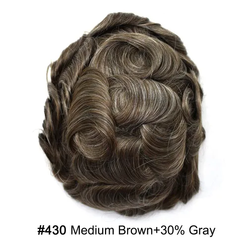 Vista 240 de Toupee para hombre 100% cabello humano real tupé para hombres 0.004 in piel de poliuretano para hombre, sistema de reemplazo de piezas de pelo
