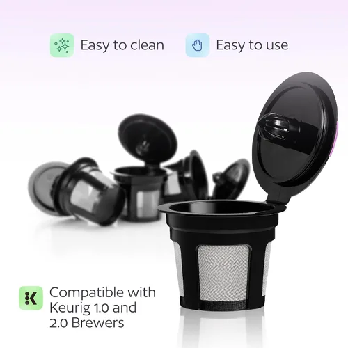 Vista 9 de GoodCups - 4 filtros K-Cup reutilizables para Keurig - 4 filtros Kcup negros recargables para cafeteras de café Keurig