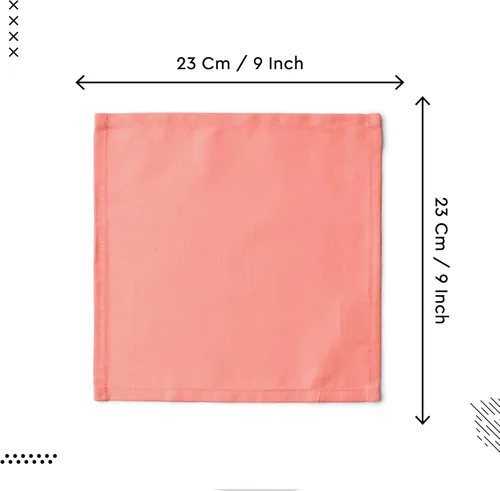 Vista 5 de Encasa XO Juego de 12 servilletas de tela de cóctel Servilletas de mesa de algodón puro Tamaño (9 x 9 pulgadas) Coral Solid Lavable a máquina