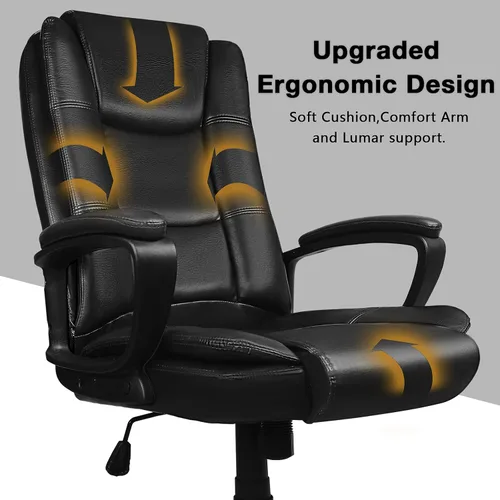 Vista 5 de OFIKA Silla de oficina, silla de escritorio para computadora para juegos, cojín ergonómico de respaldo alto, soporte lumbar con ruedas, cómodo