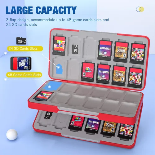 Vista 2 de MoKo Funda de 48 tarjetas de juego compatible con Nintendo Switch OLED 2021SwitchSwitch Lite, funda para juegos de 48 tarjetas de juego Switch y 24